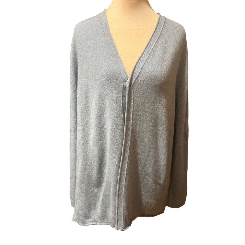Manrico 100% Cashmere Cardigan Sweater Women's M Made in Italy Bluish Gray